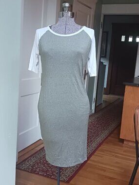 LuLaRoe Green and White S Jersey Dress